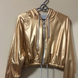 BRONZE GOLD Color JACKET LIKE NEW LIGHTWEIGHT JACKET WITH HOOD & FRONT ZIP